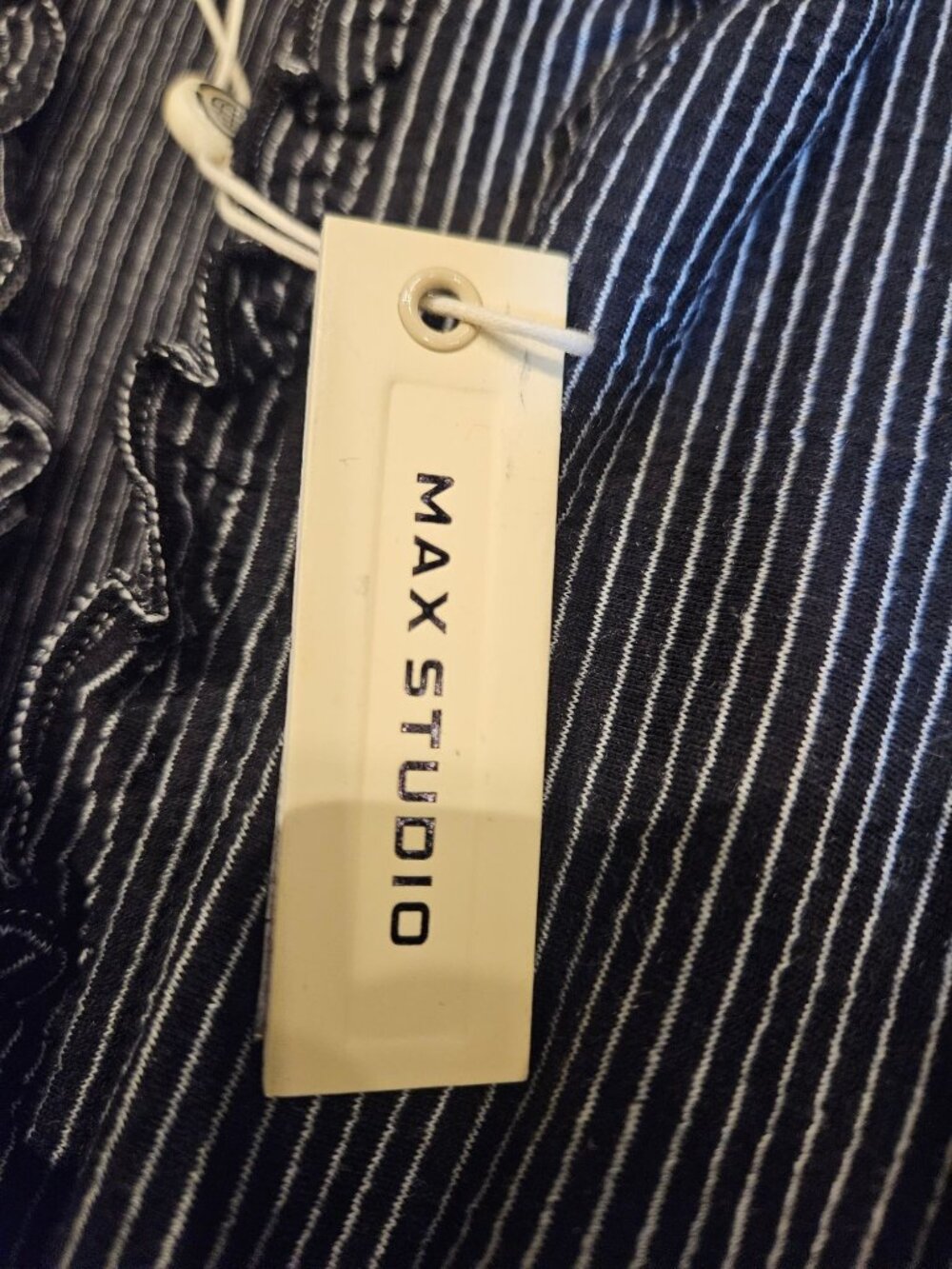 NEW Max Studio Black & White Striped Sleeveless Tiered Dress Size Medium - Picture 4 of 16